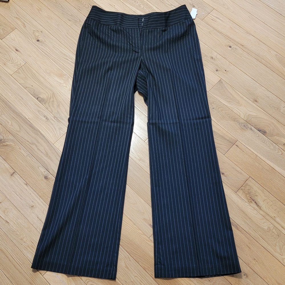 Chico's workwear office pants striped wide legged trousers